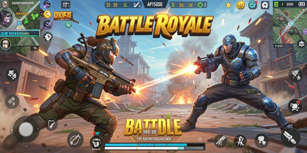 Screenshot menunjukkan aksi seru di game Battle Royale API5000.