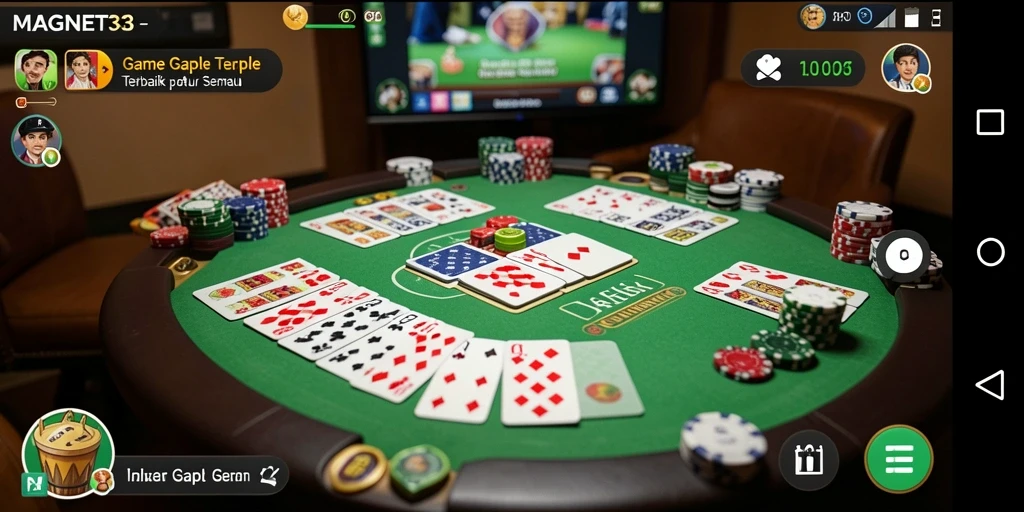 Tampilan gameplay seru dalam MAGNET33 saat bermain Gaple.