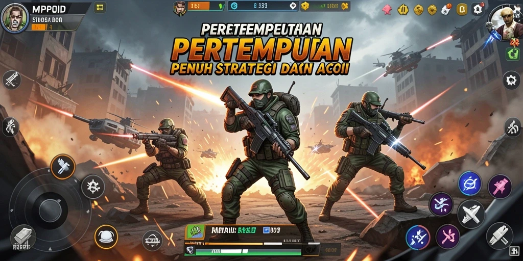 Screenshot MPOID menampilkan pemain bertempur dalam pertempuran sengit Battle Royale.