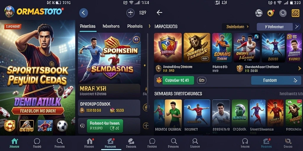 Tampilan gameplay ORMASTOTO saat taruhan olahraga langsung.