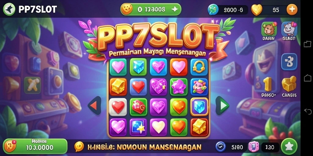 Tampilan gameplay seru dari PP7SLOT - permainan Match-3 yang adiktif.