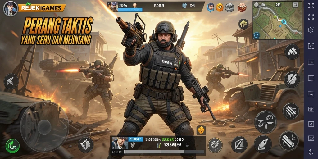 Tampilan seru dari gameplay REJEKIGAMES yang menantang.