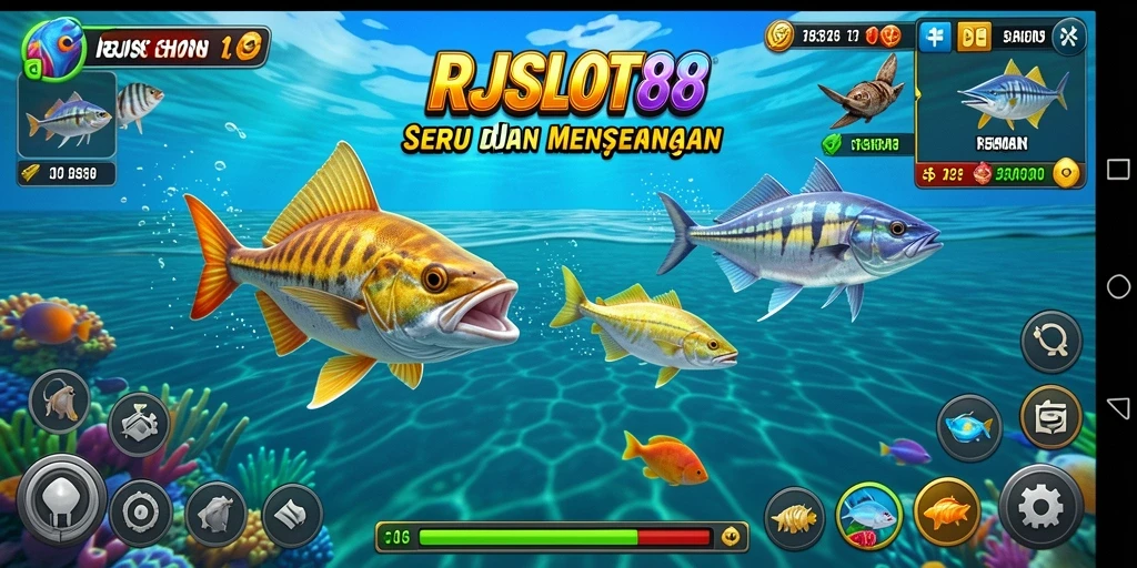 Tampilan gameplay RJSLOT88 dengan aksi Tembak Ikan yang seru.