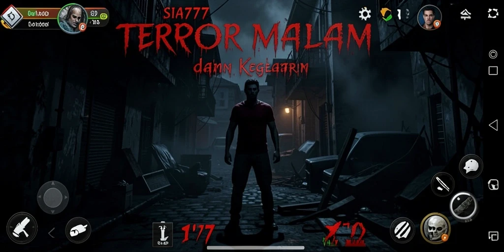 Screenshot gameplay SIA777 menampilkan suasana horor yang mencekam.
