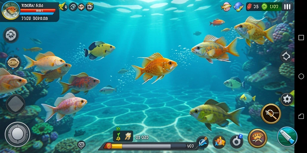 Tampilan gameplay menembak ikan yang seru dan interaktif.