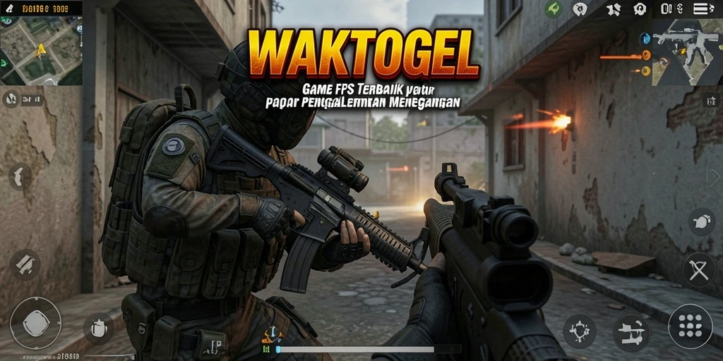 Screenshot gameplay WAKTOGEL menampilkan aksi menembak yang seru.